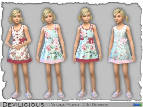 The Sims Resource Vintage Flower Dresses For Little Girls