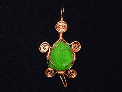 Copper Wire Wrap Turtle Pendant Green Wire Wrapped Jewelry Beads And