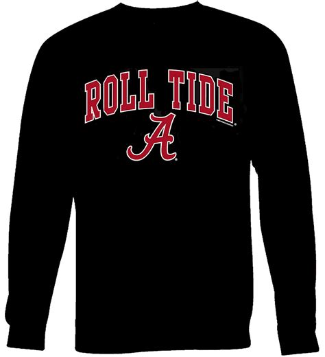 Alabama Crimson Tide Black Roll Tide Long Sleeve T Shirt Alabama Crimson Tide Apparel On Sale