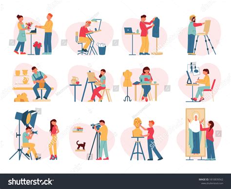 Artist Creative Professions Set With Isolated Royalty Free Stock