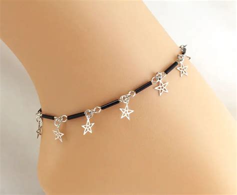 Silver Anklet Star Tassel Leg Bracelet Foot Jewelry Ankle Bracelets For