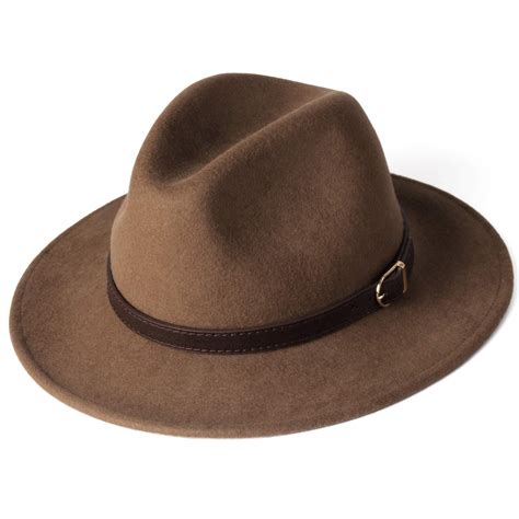 Furtalk 100 Wool Wide Brim Fedora Panama Hat With Belt Buckle Fedora