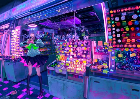 Hintergrundbilder Vaporwave Cyberpunk Anime Geschäft 1500x1060