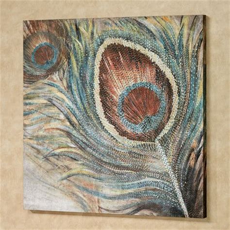 A place to feed your creativity. Beaded Peacock Feather Canvas Wall Art