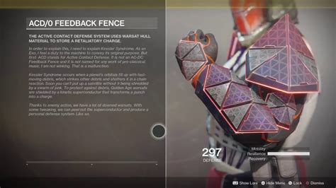 Acd0 Feedback Fence Lore Exotic Titan Arms Destiny 2 Youtube