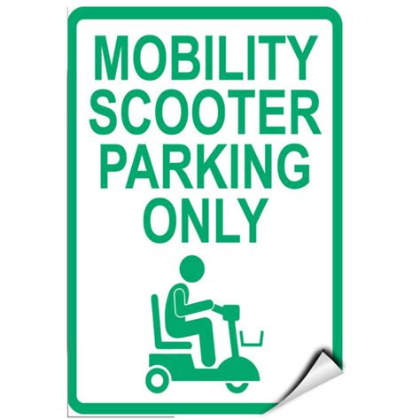 Mobility Scooter Parking Only Parking Sign Label Decal Sticker Ebay