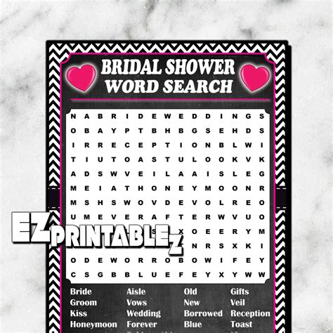 Printable Bridal Shower Games Word Search Game Printable Game By
