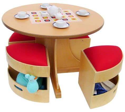 Hello Wonderful Modern Kids Table With Storage Stools