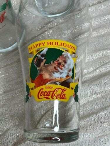 Vtg Glass Coca Cola Happy Holidays Santa Claus Drinking Glass Ebay