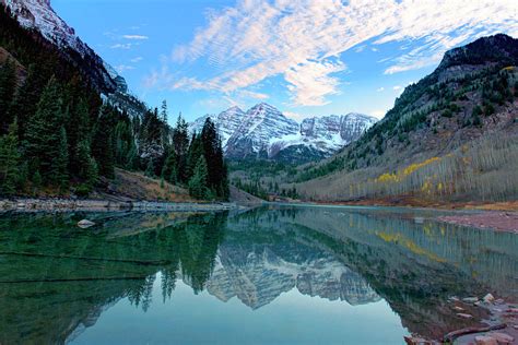 Mountians Maroon Bells Aspen Colorado Reflection In Alpine Lake