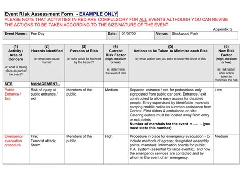 Professional Risk Assessment Template Engineering Sample