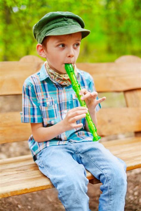 Young Kid Playing Recorder Stock Image Image Of Acoustic 31413257