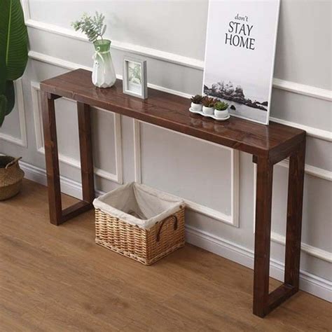 Solid Wood Entry Console Table Against The Wall Modern Minimalist