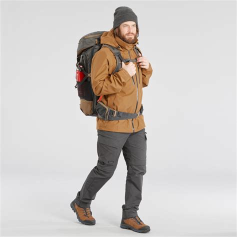 Mens Trekking Travel Backpack 50 Litres Travel 500 Grey Decathlon