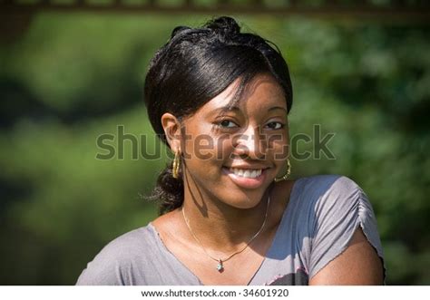 Portrait Young Jamaican Woman Natural Smile Stock Photo 34601920