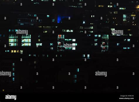 City Flats At Night Stock Photo Alamy