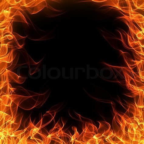 Feuer Und Flamme Rahmen Auf Schwarzem Stock Bild Colourbox