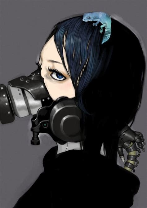 Great Idea With Images Gas Mask Long Black Hair Punk Girl