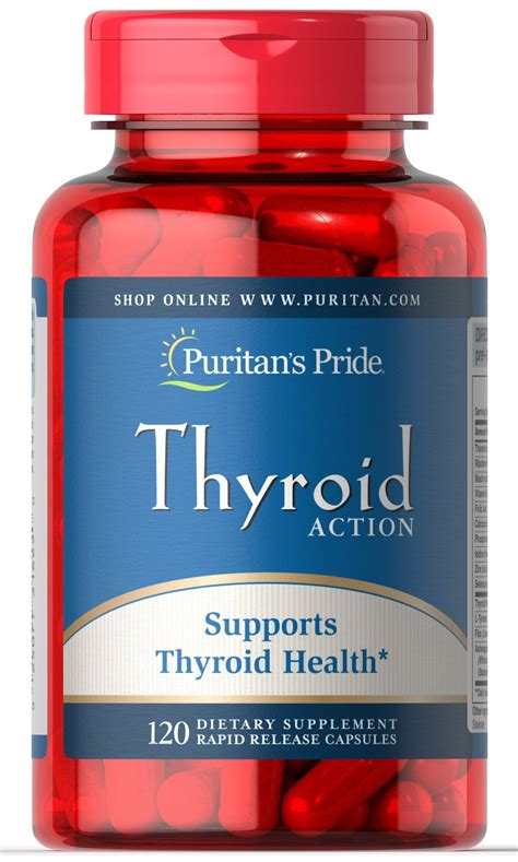 Thyroid Action 120 Capsules Thyroid Support Supplements Puritans Pride