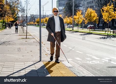 Blind Man Walking Stick Walks On Stock Photo 2229481317 Shutterstock