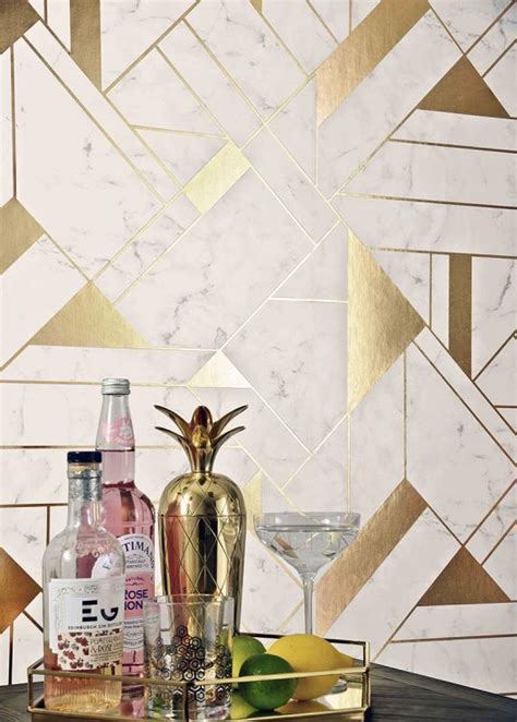 Gulliver Gold Marble Geometric 2834 M1468 And Wallpaper Warehouse