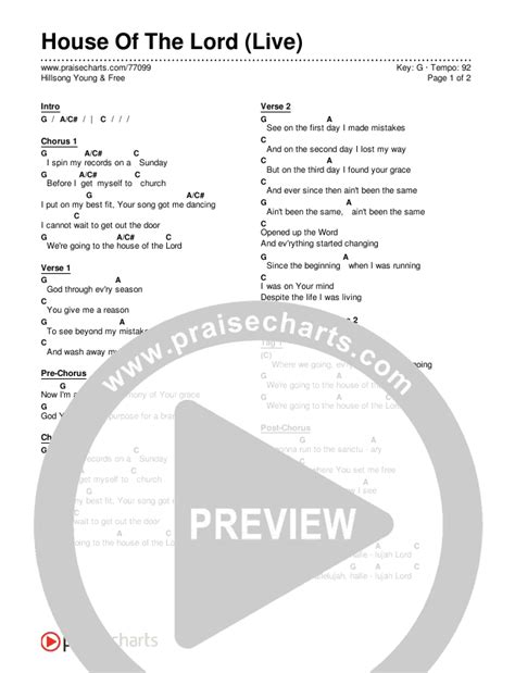 House Of The Lord Live Chords Pdf Hillsong Young And Free Praisecharts