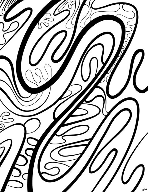 Groovy Abstract Coloring Page For Adults Or Kids Instant Download