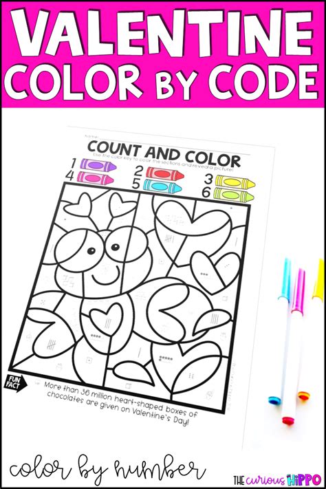 Valentines Day Color By Number Valentine Coloring Valentines