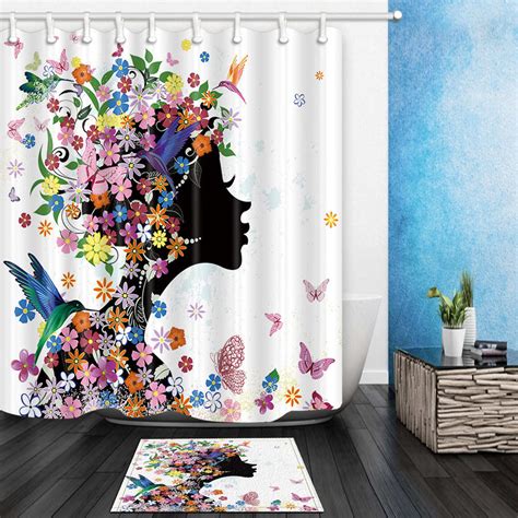 Floral Shower Curtains For Bathroom Flower Butterfly Bath