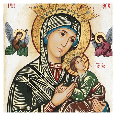 Our Lady Of Perpetual Help Icon With Polychrome Decorations Online