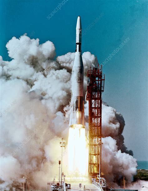 Ranger 4 Spacecraft Launch Atlas Agena Rocket 1962 Stock Image