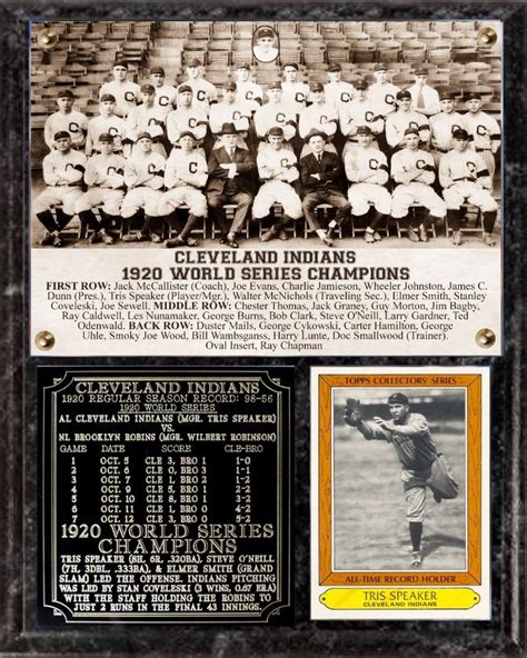 cleveland indians 1920 world series champions photo plaque ebay