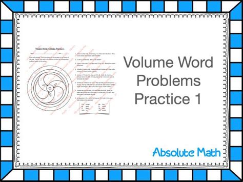 Volume Word Problems Practice 1 Teaching Resources