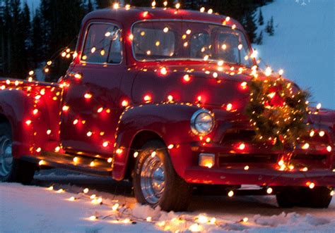 Christmas Lights On Truck Distillery Trail