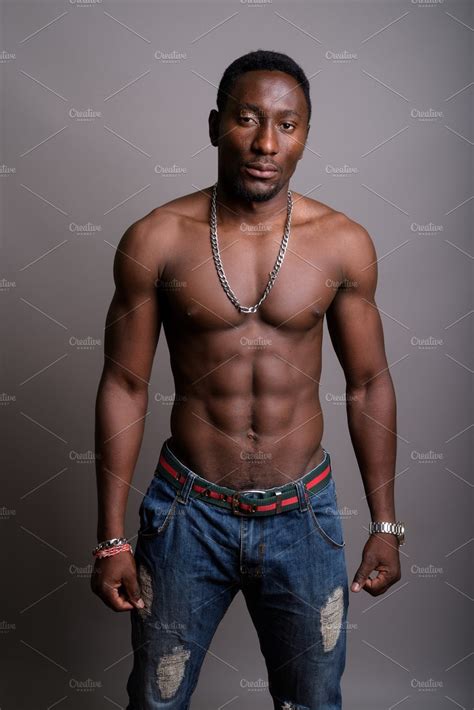 Young Handsome African Man Shirtless High Quality People Images