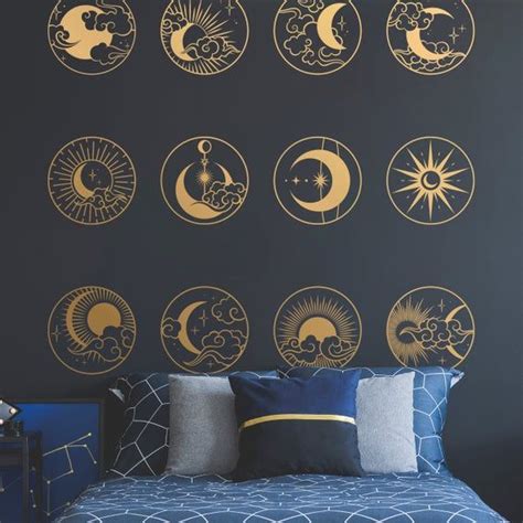 Mystical Sun Moon Wall Decals Celestial Elements Wall Decals Etsy