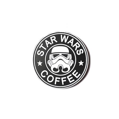 Oandt Airsoft Star Wars Coffee Pvc Patch Velcro Backed White Outdoor