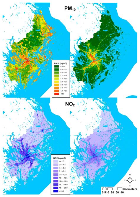 Prediction Maps Of The Annual Average Concentrations Of Pm10 Top And