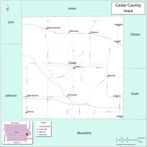 The Location Of Cedar County In Iowa