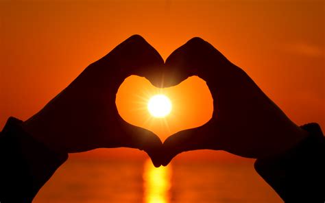 Wallpaper Heart Sun Love Sunrises And Sunsets Hands 3840x2400