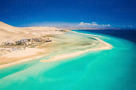 Aerial View Of Sotavento Beach Lagoon In Costa Calma Fuerteventura Canary Islands Stock Photo
