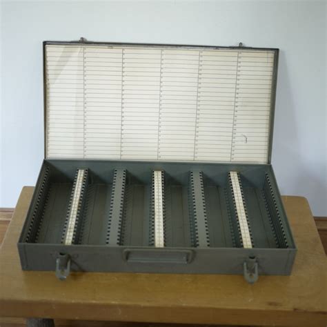 Vintage Industrial Era Brumberger Metal 35mm Slide Tray File Case Storage Box Ebay