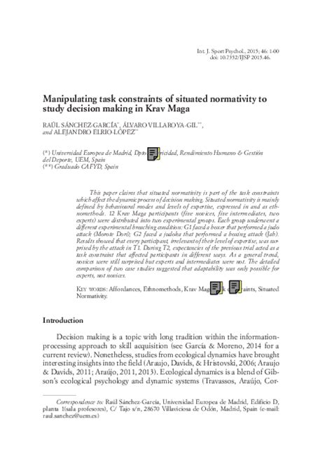 Pdf Manipulating Task Constraints Of Situated Normativity To Study