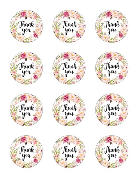 Boho Thank You Stickers Printable Pink Floral Favor Tags Favor Etsy