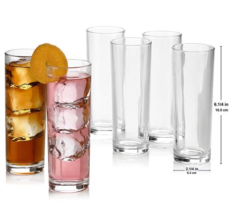 Set Of 8 Highball Glasses Cocktail Highball Glasses Tall Drinking Glasses For Water Juice