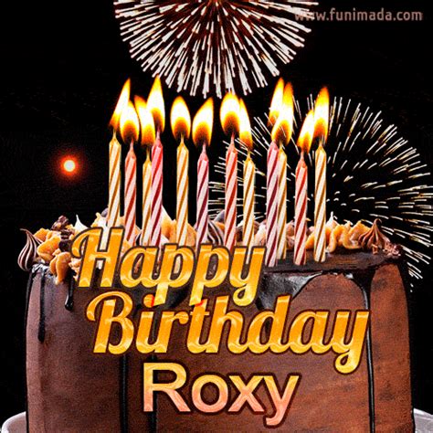 Chocolate Happy Birthday Cake For Roxy Gif Download On Funimada Com