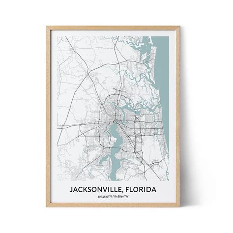 Jacksonville Map Poster Your City Map Art Positive Prints