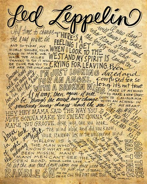 Led Zeppelin Lyrics And Quotes 8x10 Handdrawn And Handlettered