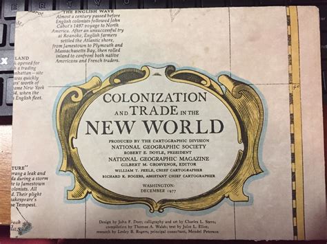 1977 National Geographic Map Of Colonization And Trade In The New World