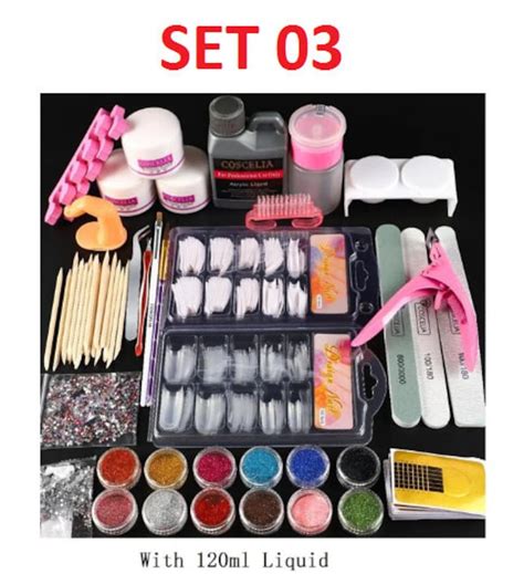 acrylic nail art kit manicure set 12 colors nail glitter etsy